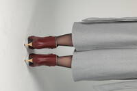 Bordo fermuar detaylı topuklu bot